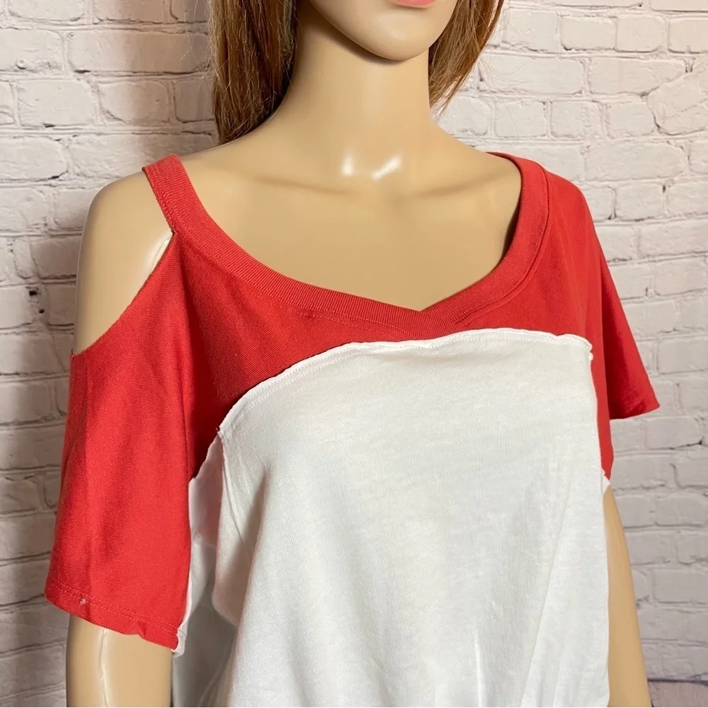 NWT New Free People Colorblock Field Goal Crop T-Shirt Size M